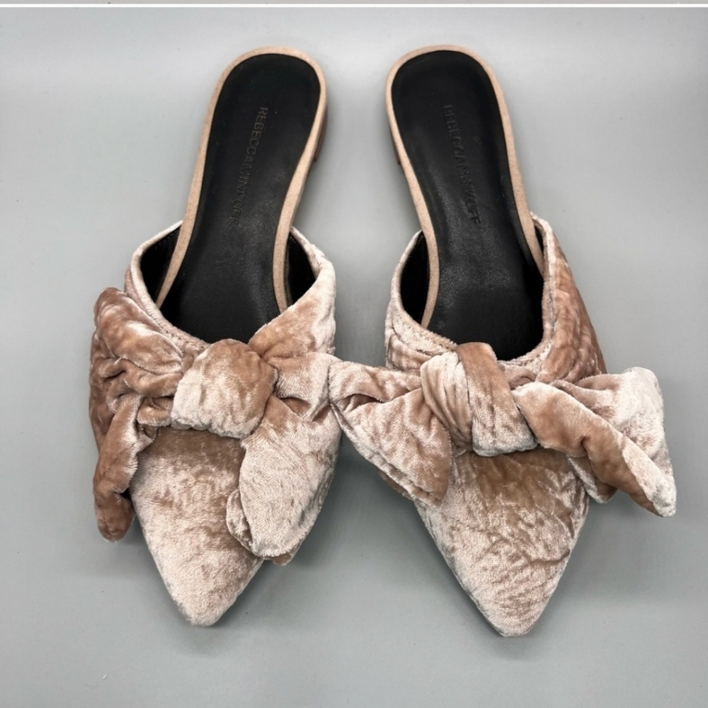 Sz 7 Rose Crushed Velvet Rebecca Minkoff Mules - Picture 4 of 6